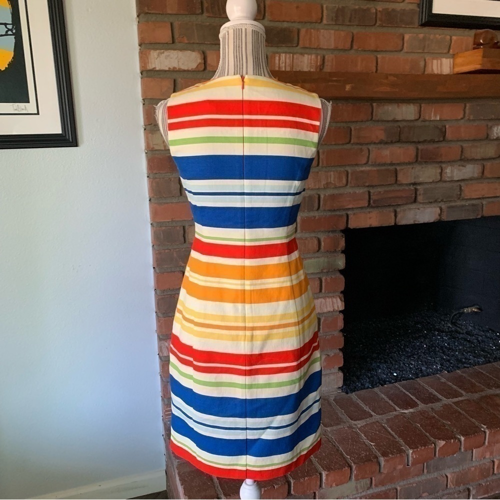 Anthropologie Banded Totem Striped Embroidered Sleeveless Shift Dress Sz 0 - Picture 8 of 9